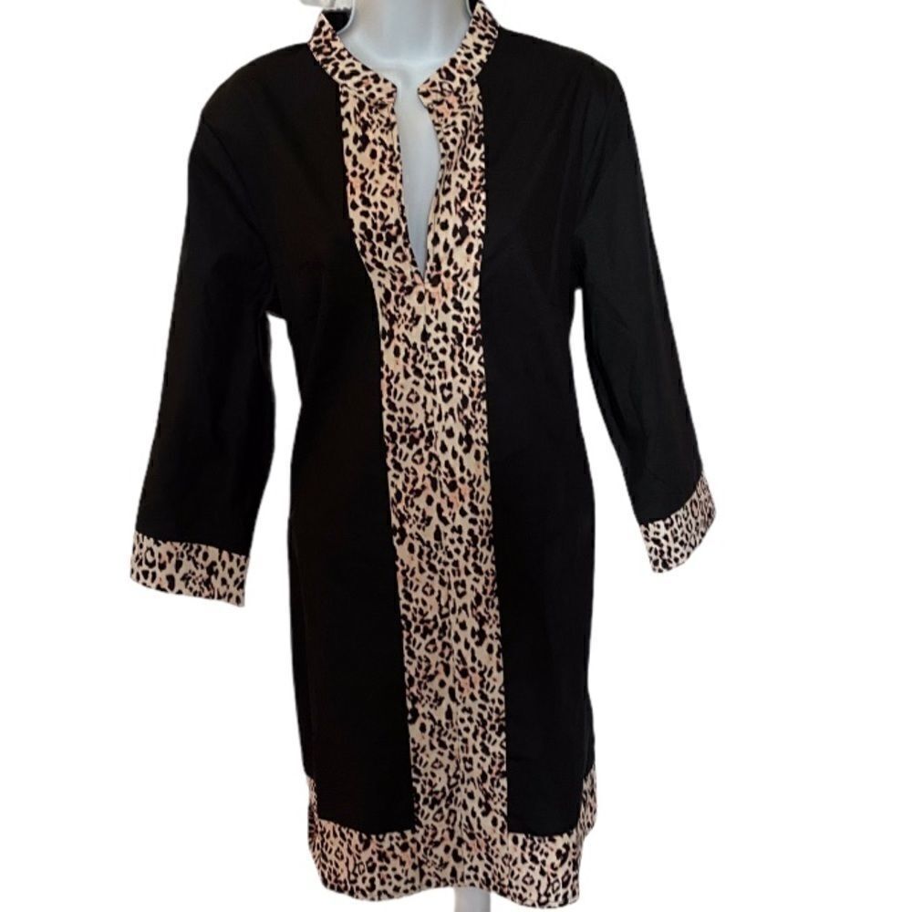 New Black Dress with Leopard Detail, Large